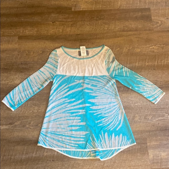Pepa Pombo Knit Blue & White Top Size Small - Picture 1 of 7